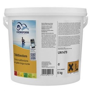 MAXI5_TMultifonctions Chlore lent multi-fonctions galet de 200 gr seau de 5 kg