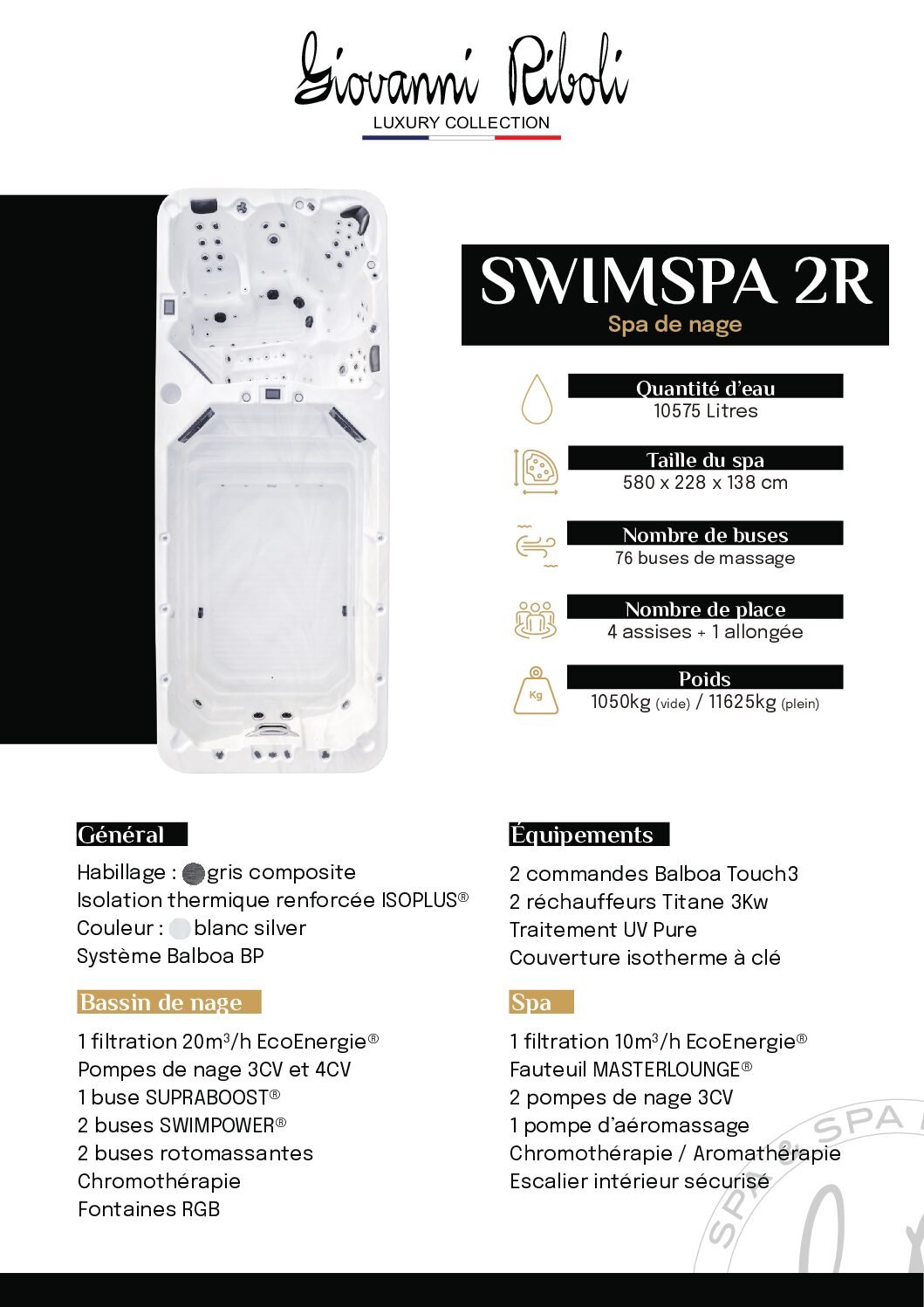 Spa de nage Giovanni Riboli SWIMSPA 2R